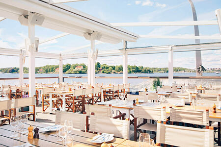 Restaurant by the marina at Hotel J Sweden