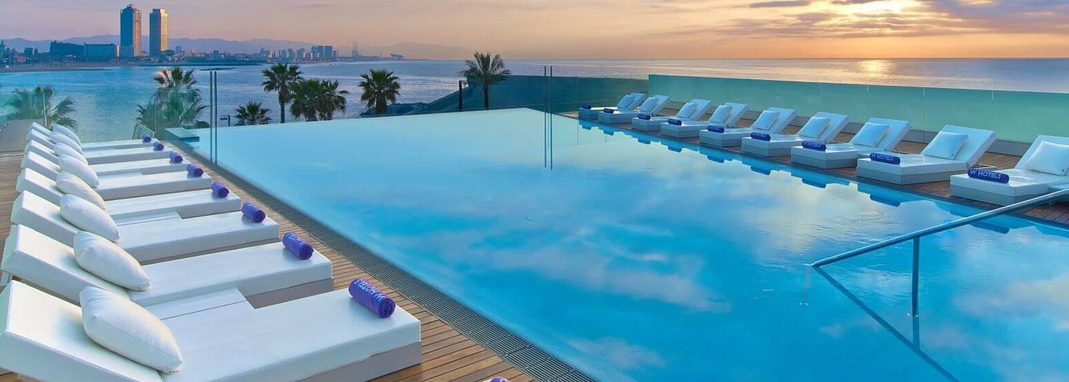 Sun deck and pool at W Barcelona Spain