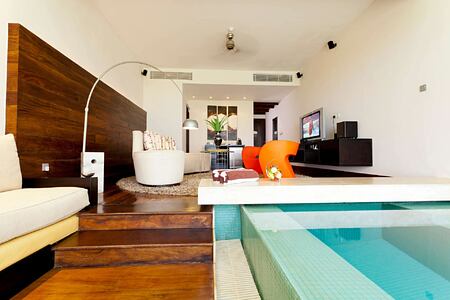 Indoor pool and living room at the Fortress Sri Lanka