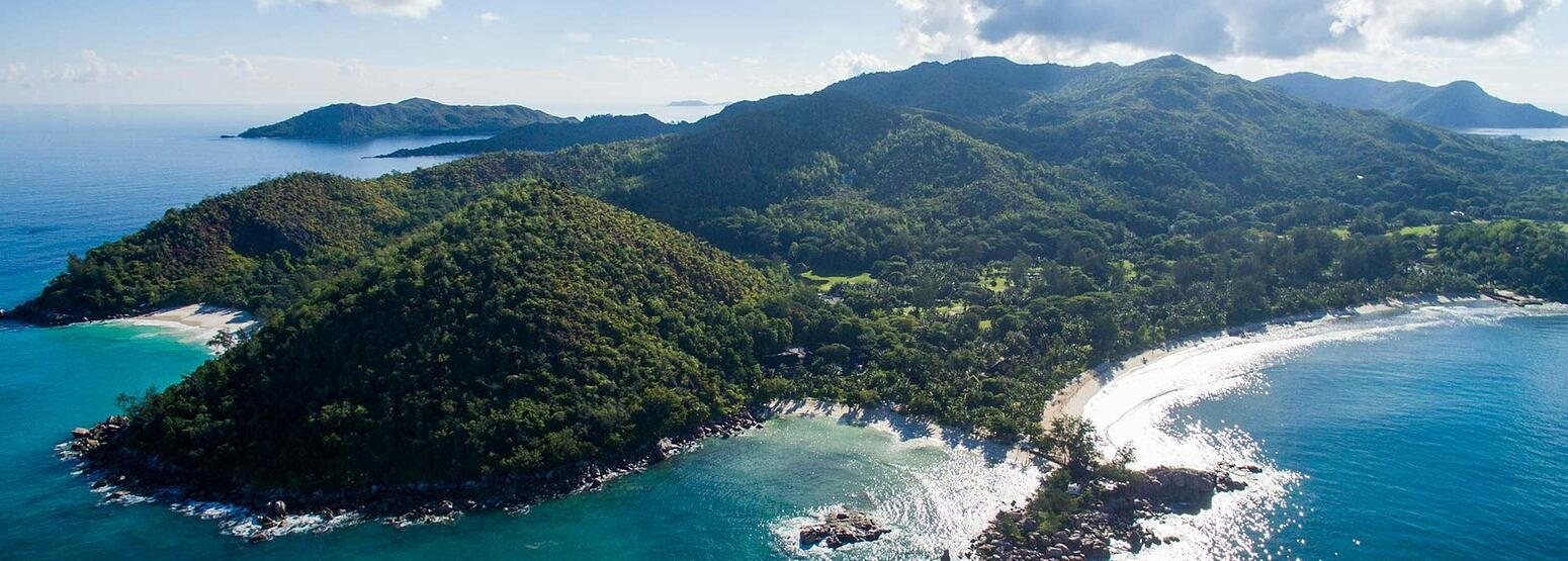 Aerial view of Constance Lemuria Resort Seychelles