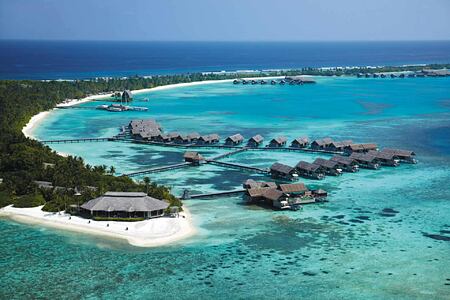 Aerial view of villas at Shangri la Villingili Maldives