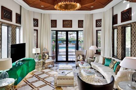 Beach garden villa living room at The Royal Mirage Dubai