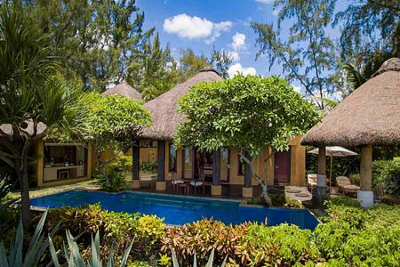 Front view of Presidential Villa with Private Pool at Oberoi Mauritius