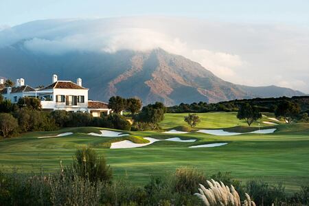 Golf with mountain backdrop at Finca Cortesin Spain