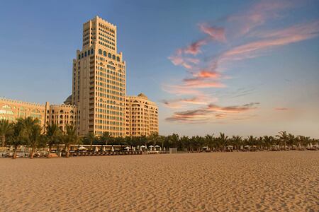 Hotel from beach at Waldorf Astoria UAE
