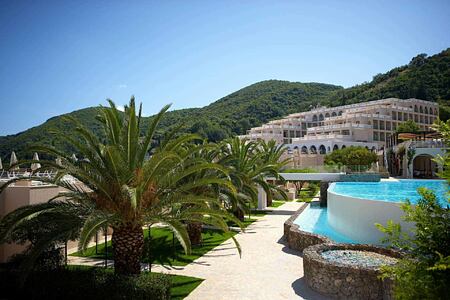 Infinity pool and view at Marbella Corfu Greece