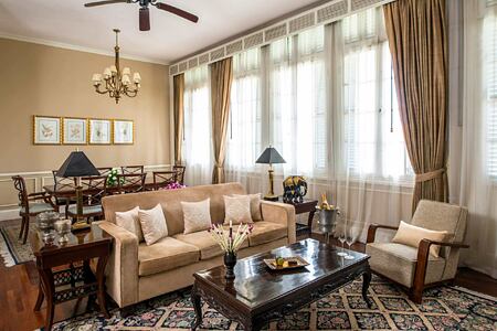 Le Royal Suite living area at Raffles Hotel Le Royal Cambodia