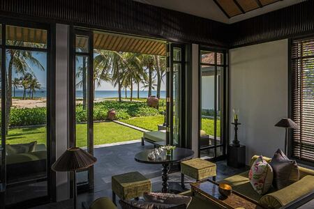 Living room with seaview at The Nam Hai Vietnam