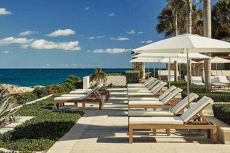 Loungers with view of sea at Four Seasons Anguilla