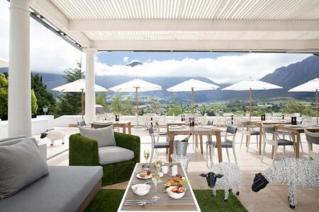 Miko Restaurant terrace at Mont Rochelle Franschhoek South Africa