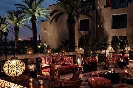 Nighttime on the terrace at Four Seasons Marrakech Morocco