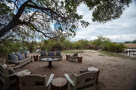 Open air lounge at Sindabezi Island Zambia