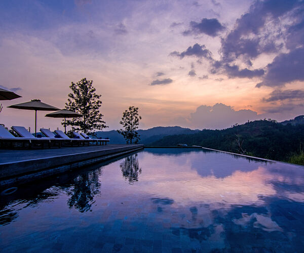 Pool at dusk at Santani Sri Lanka