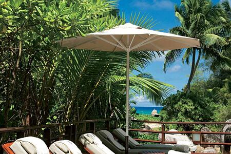 Pool deck at Constance Lemuria Resort Seychelles
