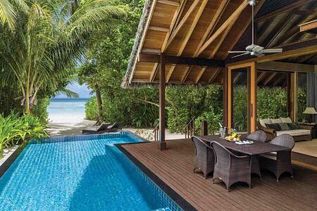 Private pool and beachfront villa at Shangri la Villingili Maldives