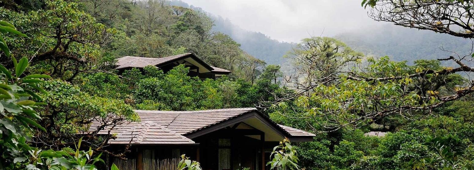 Scenery and huts at El Silencio Lodge Costa Rica