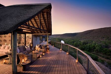 Suite and balcony over river at Great Fish River Lodge South Africa