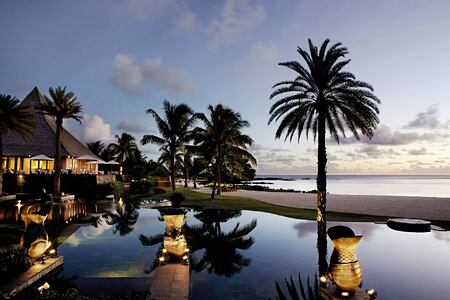 Sunset over the Pool at Shanti Maurice Mauritius