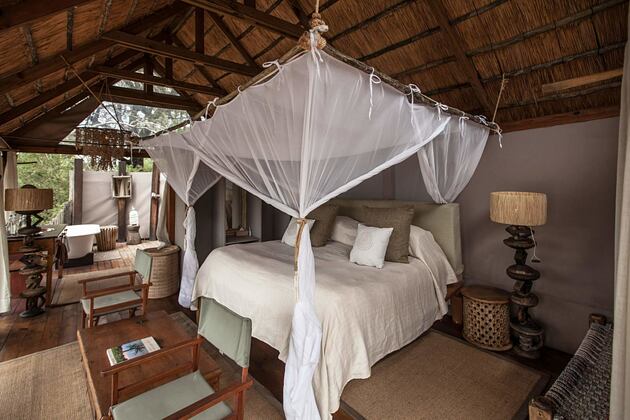 Thatched Bedroom at Sindabezi Island Zambia