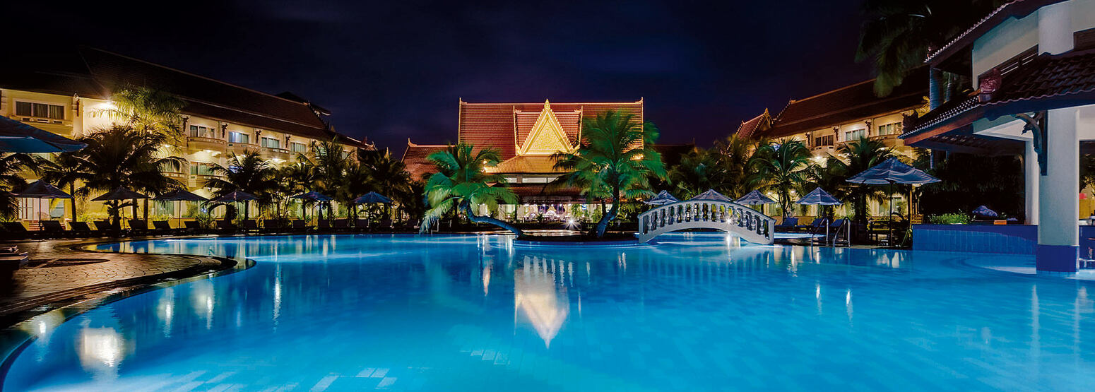 The pool at night at Sokha Beach Resort Cambodia