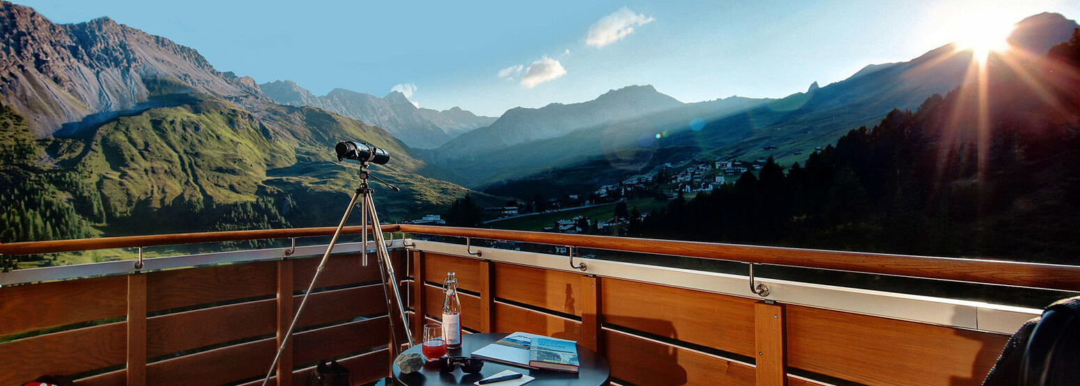 View from balcony at Tschuggen Grand Arosa Switzerland