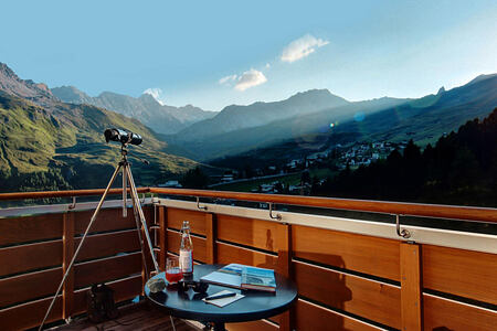 View from balcony at Tschuggen Grand Arosa Switzerland