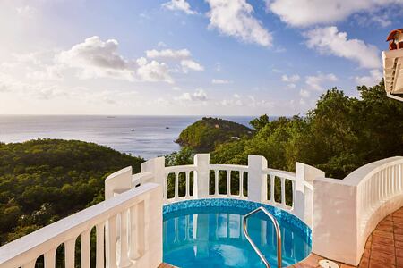 Villa pool and view at Windjammer Landing St Lucia