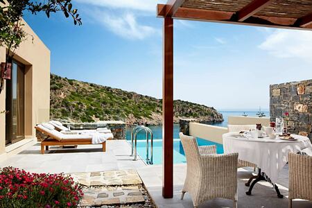 Villa terrace and pool at Daios Cove Crete Greece