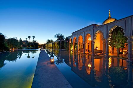 Water Feature by night at Palais Namaskar Morocco