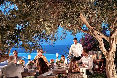 eating outside at Argo Restaurant at Elounda Gulf Villas and Suites Crete