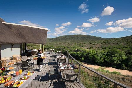 lunch on deck overlooking the veld at Great Fish River Lodge South Africa