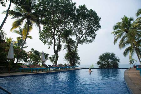 swimming in the pool at Somatheeram Kerala India