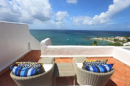 terrace with seaview at Windjammer Landing St Lucia