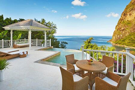 Grand luxury villa terrace at Sugar Beach St Lucia