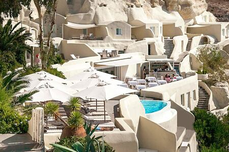 Hotel view at Mystique Santorini Greece