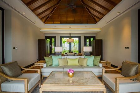 Living area in Ocean Front Pool Villa at Trisara Phuket Thailand
