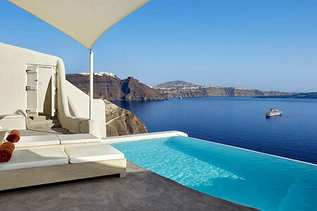 Secrecy Villa private pool at Mystique Santorini Greece