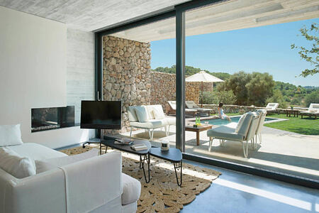 Villa Suite overlooking terrace at Son Brull Majorca Spain