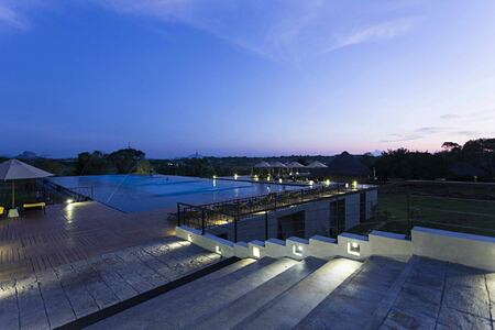 night view across the pool at Aliya Resort and Spa Sri Lanka
