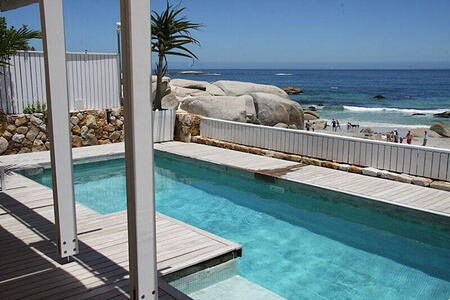 Glen Beach Villa pool and view across the sea