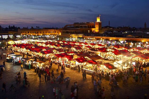 Marrakech market at night