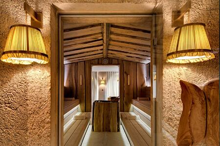 View through a door into a sauna room at Lily of the Valley France