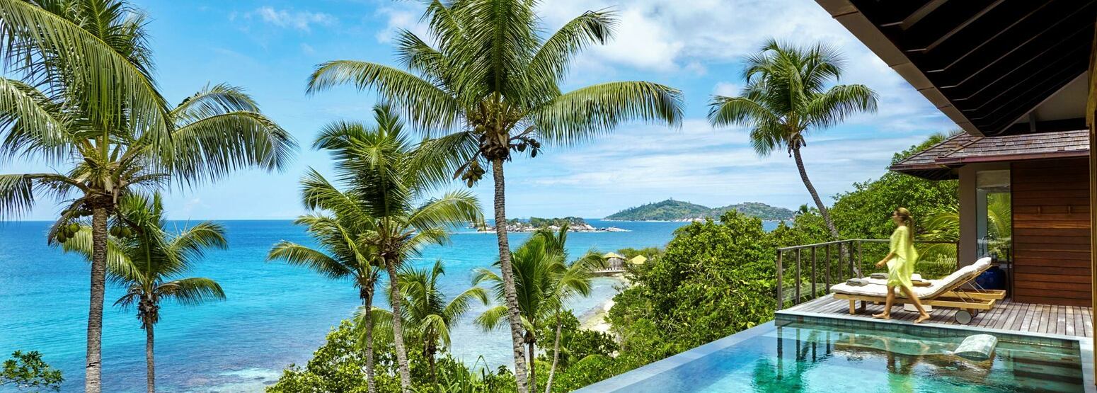 Infinity pool at a two bedroom villa at six senses zil pasyon seychelles
