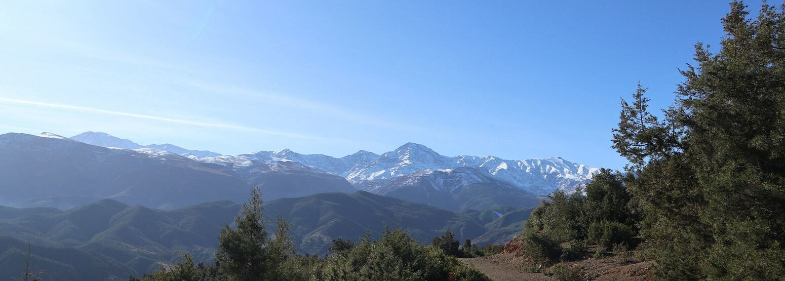 Snow capped Atlas mountains as seen from hiking trail