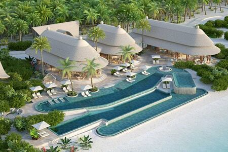Joali Maldives Aerial view of pool