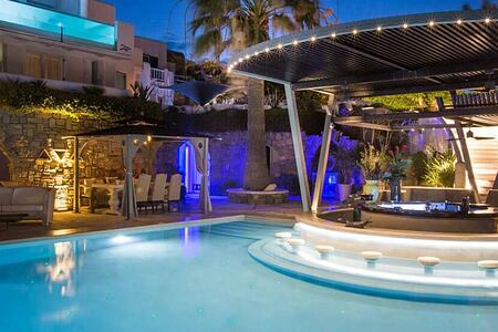 Kivotos Hotel Mykonos the Pool at night-header