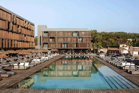 Oku Hotel Ibiza exterior view across the pool