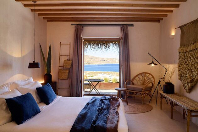 Wild Hotel Mykonos Superior Suite with Sea View showing the bay