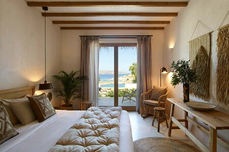Wild Hotel Mykonos Superior Suite with Sea View bedroom
