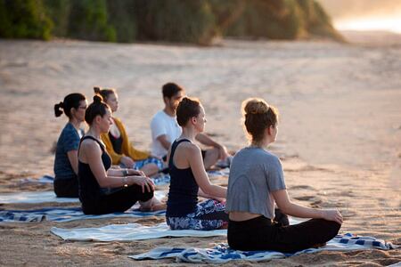 Sen Wellness Sanctuary Sri Lanka Group meditation Rekawa Beach